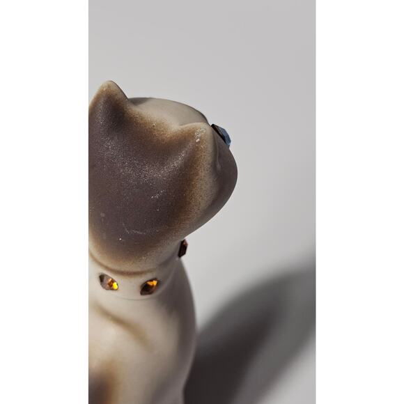 Vintage Siamese Cat |Rhinestone Eyes and Collar | Mid-Century - Picture 6 of 11